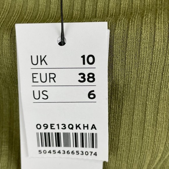 Topshop olive green ribbed lined cropped strapless bandeau tube top 6 or small - Picture 10 of 12